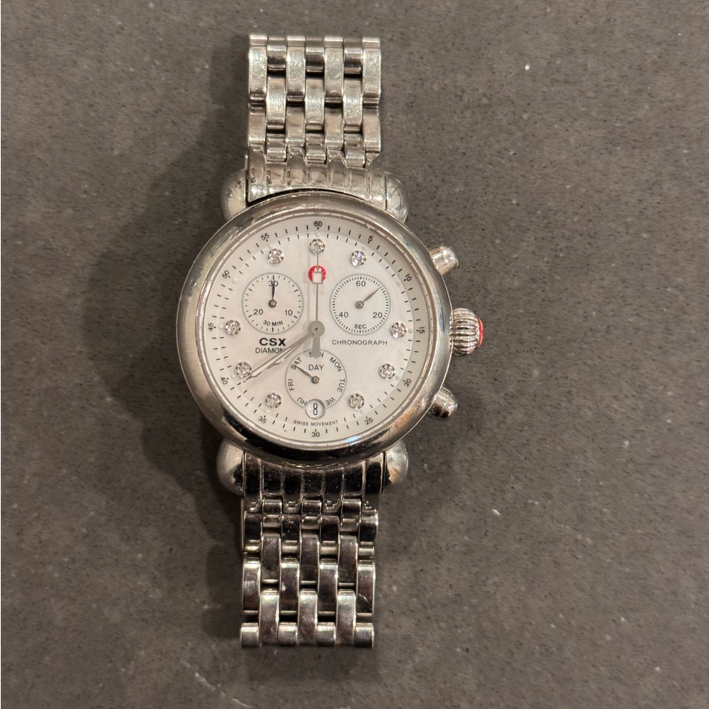 Michele Women’s CSX Diamond Chronograph Watch Stainless Steel